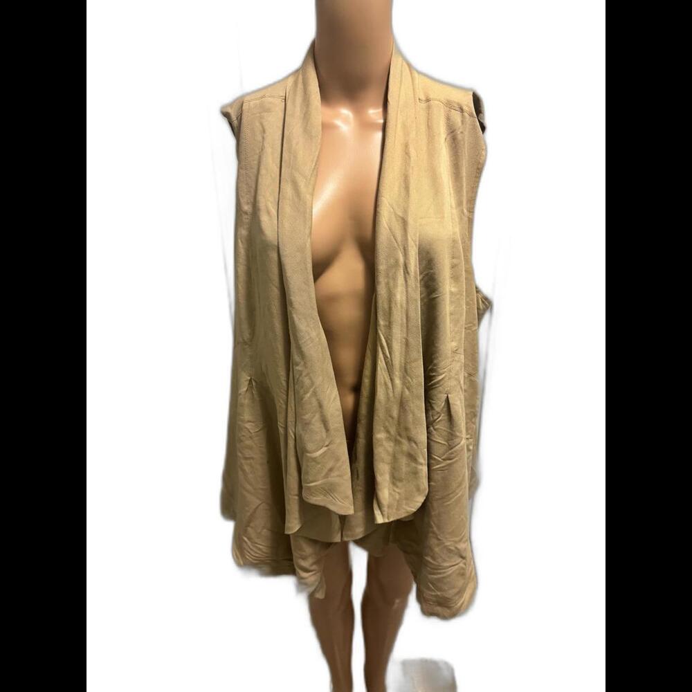 Ashley Stewart Chic Sleeveless Beige Layered Vest 3x